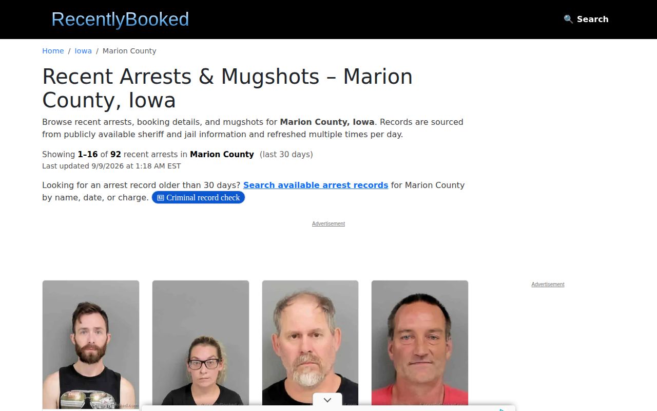 Unofficial RecentlyBooked Marion County page